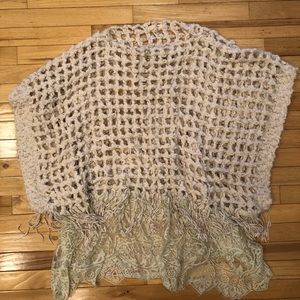 Chunky Knit & Lace Poncho: Worn Once!